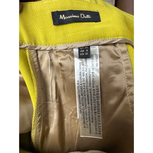 Massimo Dutti Chartreuse Green Crop Pants NWT Pleated High Rise Size 8 Preppy - Picture 6 of 8